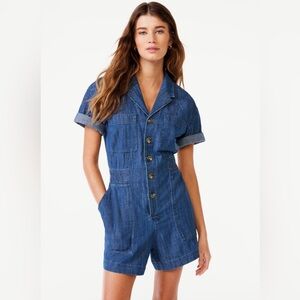 Short Sleeve Romper with Elastic Waist
